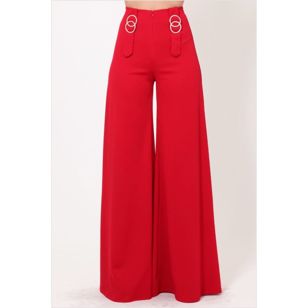 High Waist Red Wide Leg Pants